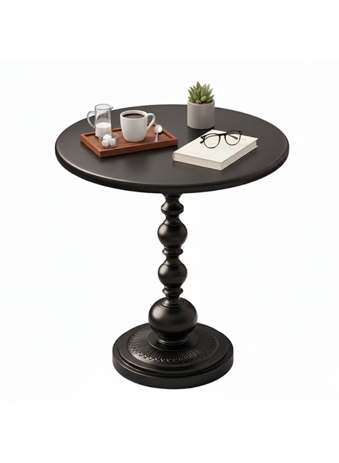 شويوين طاولة جانبية دائرية بتصميم كلاسيكي، مقاس 16.54 بوصة × 20.47 بوصة، طاولة جانبية عتيقة بقاعدة مانعة للانزلاق، طاولة جانبية مقاومة للبقع لغرفة المعيشة أو غرفة النوم أو الشرفة - Image 2